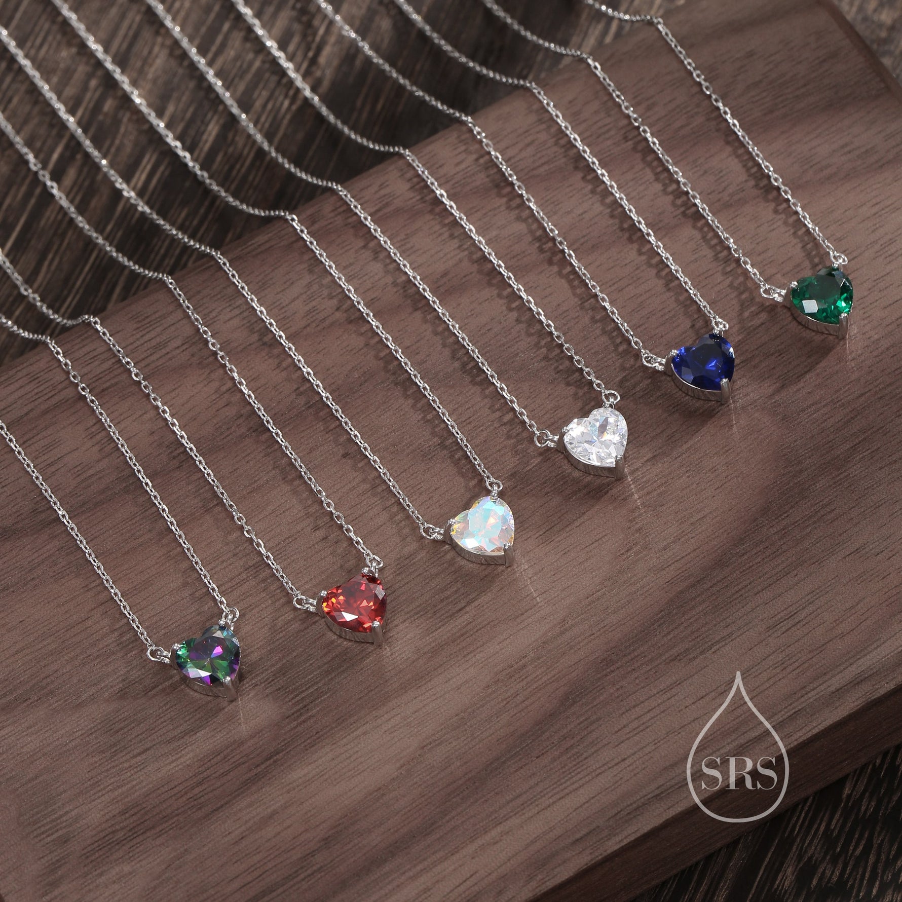 Garnet Red CZ Heart Pendant Necklace in Sterling Silver, Silver or Gold, Heart Necklace, Sparkly CZ Necklace, January Birthstone
