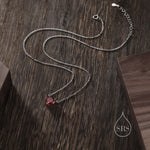 Garnet Red CZ Heart Pendant Necklace in Sterling Silver, Silver or Gold, Heart Necklace, Sparkly CZ Necklace, January Birthstone