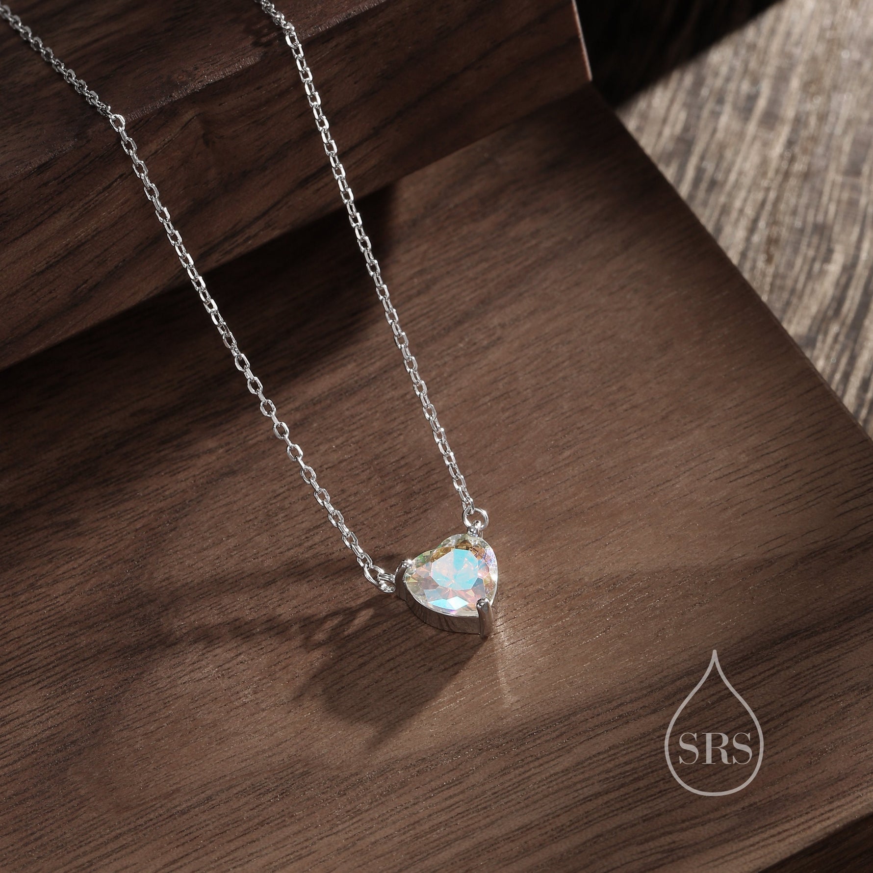 Aurora CZ Heart Charm Necklace