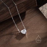 CZ Heart Pendant Necklace in Sterling Silver, Silver or Gold, Heart Necklace, Sparkly CZ Necklace