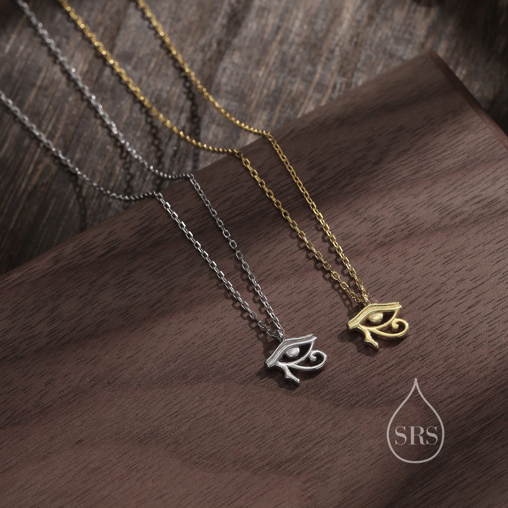 Tiny Eye of Horus Pendant Necklace in Sterling Silver, Silver or Gold, Ancient Egypt Inspired Necklace, Egyptian Eye Necklace
