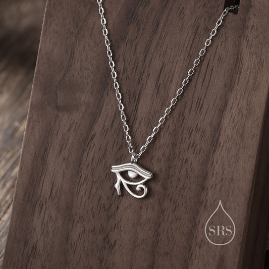 Tiny Eye of Horus Pendant Necklace in Sterling Silver, Silver or Gold, Ancient Egypt Inspired Necklace, Egyptian Eye Necklace