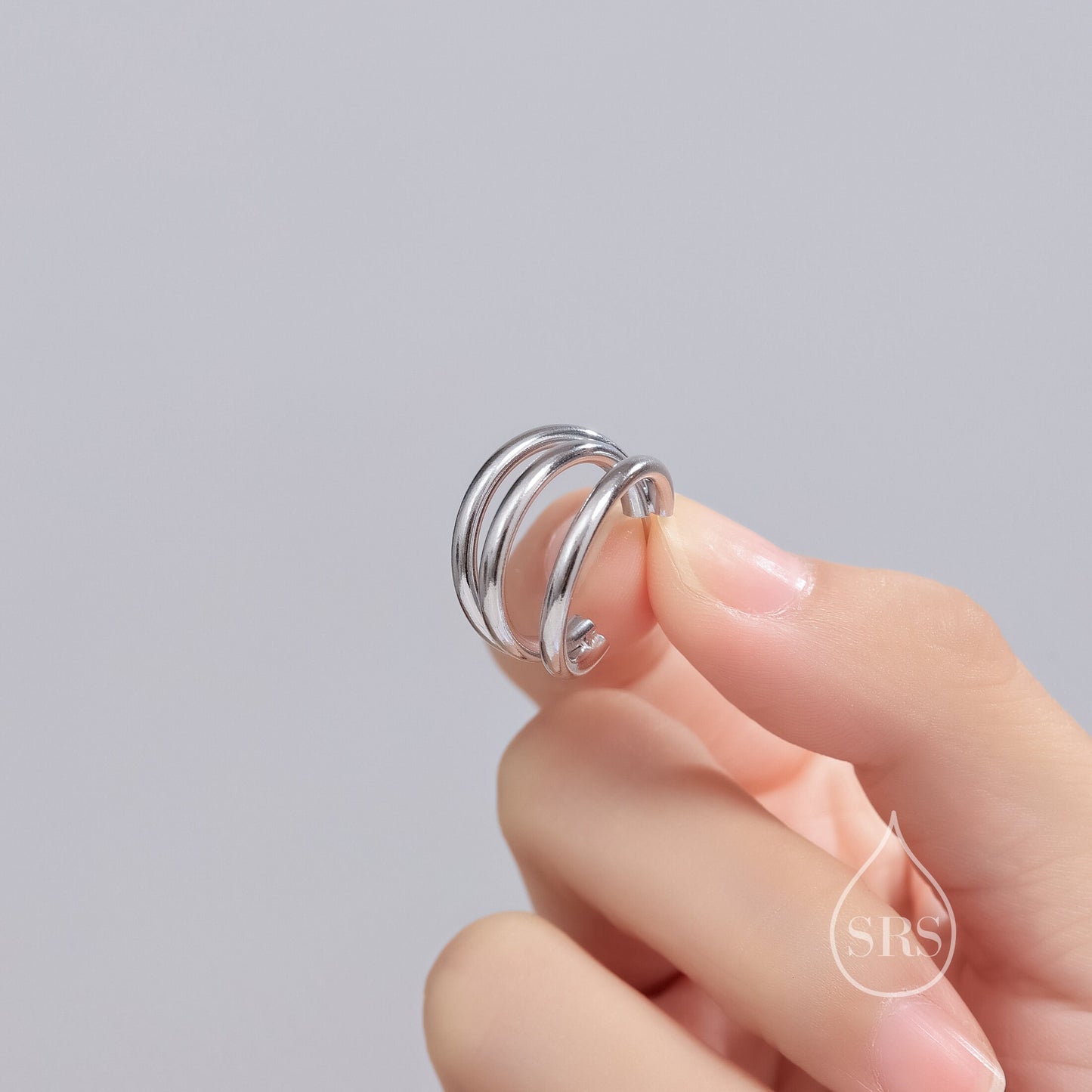 Chunky Triple Hoop Earrings in Sterling Silver, Silver or Gold Finish, Large Hoop Earrings, Chunky but Light Weight