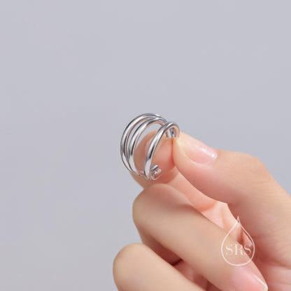 Chunky Triple Hoop Earrings in Sterling Silver, Silver or Gold Finish, Large Hoop Earrings, Chunky but Light Weight