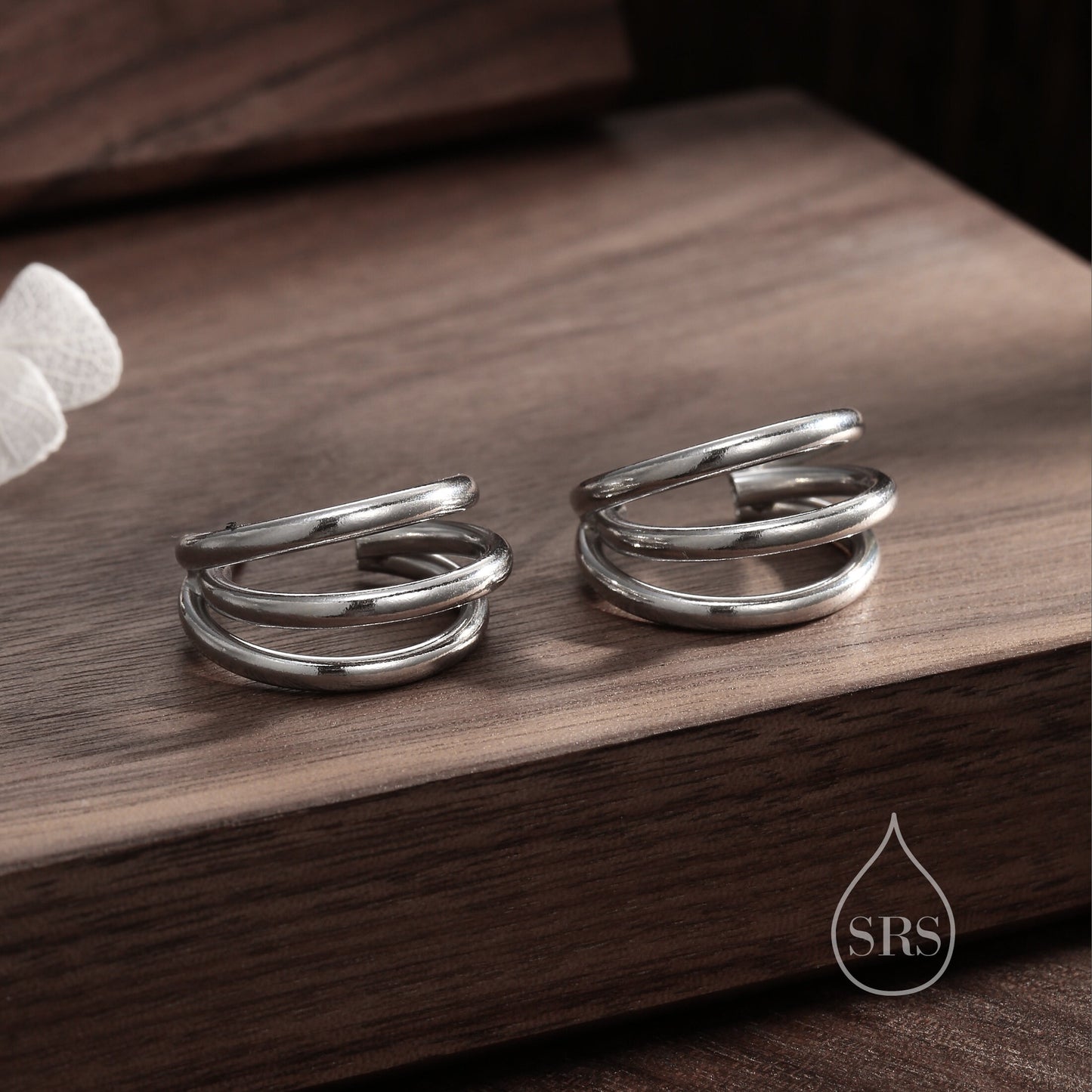 Chunky Triple Hoop Earrings in Sterling Silver, Silver or Gold Finish, Large Hoop Earrings, Chunky but Light Weight