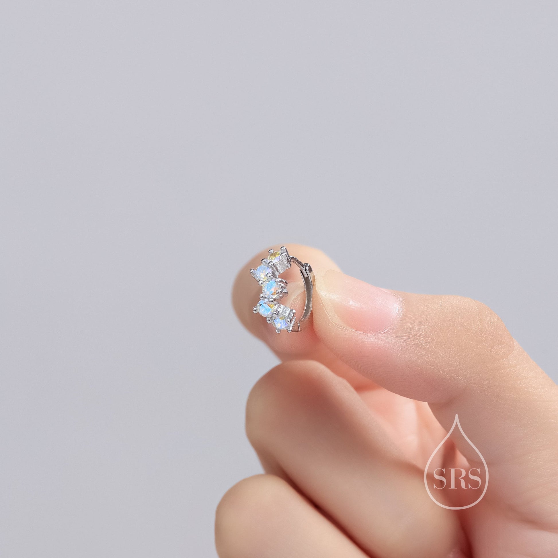 Star Constellation AB CZ Huggie Hoops in Sterling Silver, Silver or Gold or Rose Gold, 9mm Inner Diameter, CZ Cluster Hoops,