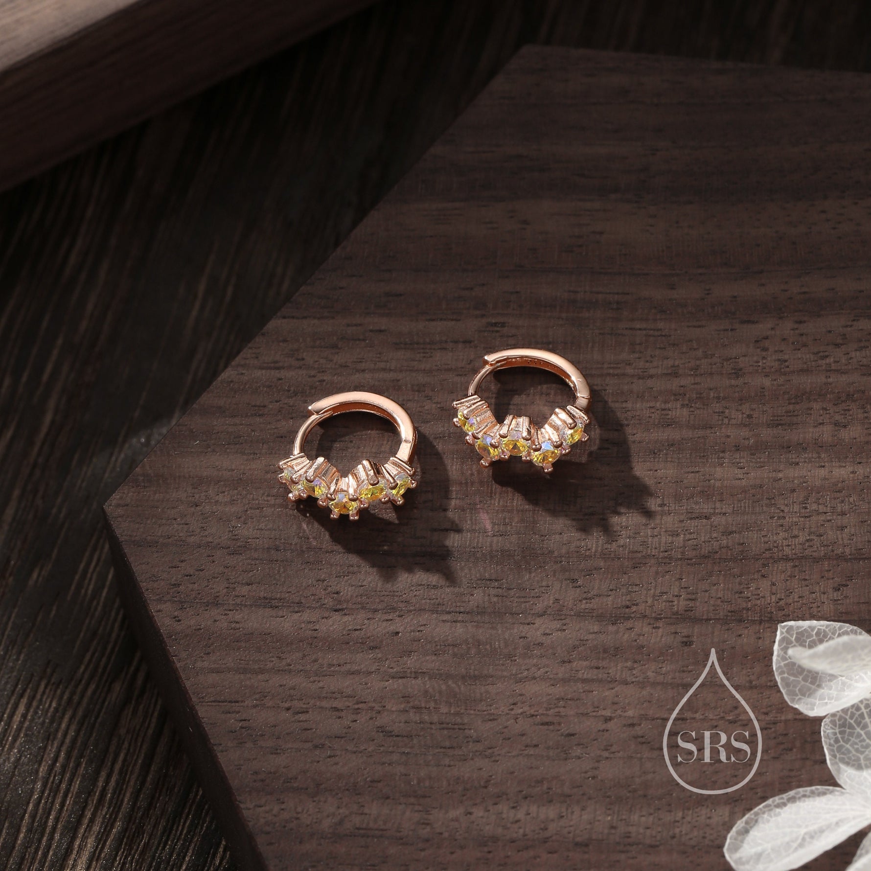 Star Constellation AB CZ Huggie Hoops in Sterling Silver, Silver or Gold or Rose Gold, 9mm Inner Diameter, CZ Cluster Hoops,