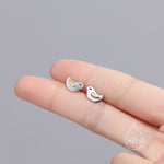 Little Wren Bird Stud Earrings in Sterling Silver- Gold and Silver Two Tone - Bird Earrings - Cute Animal, Fun, Whimsical and Pretty