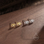 Tiny Eye Stud Earrings in Sterling Silver, Silver or Gold, Evil Eye Stud, Stacking Earrings, Extra Small Stud