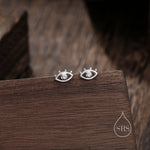 Tiny Eye Stud Earrings in Sterling Silver, Silver or Gold, Evil Eye Stud, Stacking Earrings, Extra Small Stud