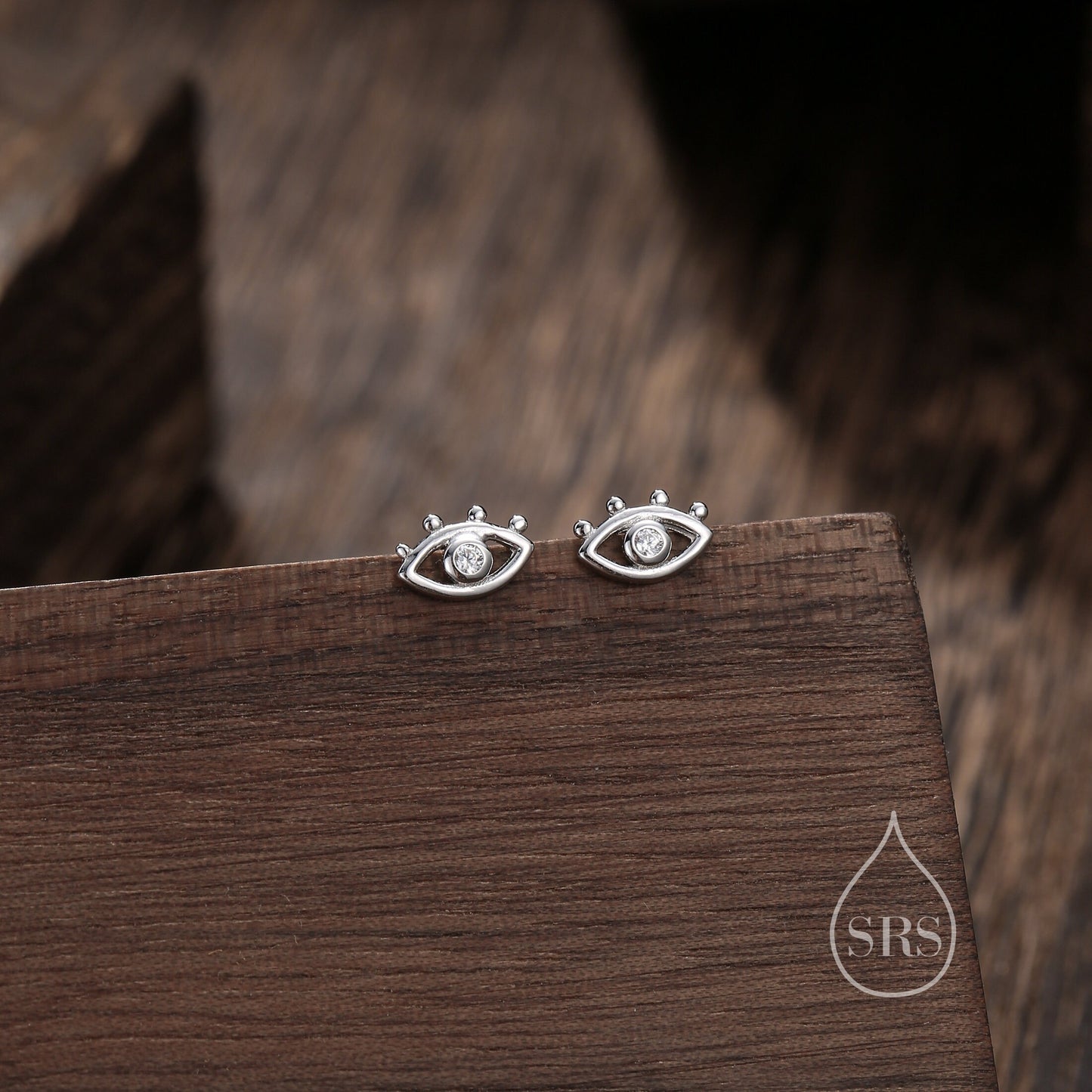 Tiny Eye Stud Earrings in Sterling Silver, Silver or Gold,  Evil Eye Stud, Stacking Earrings, Extra Small Stud