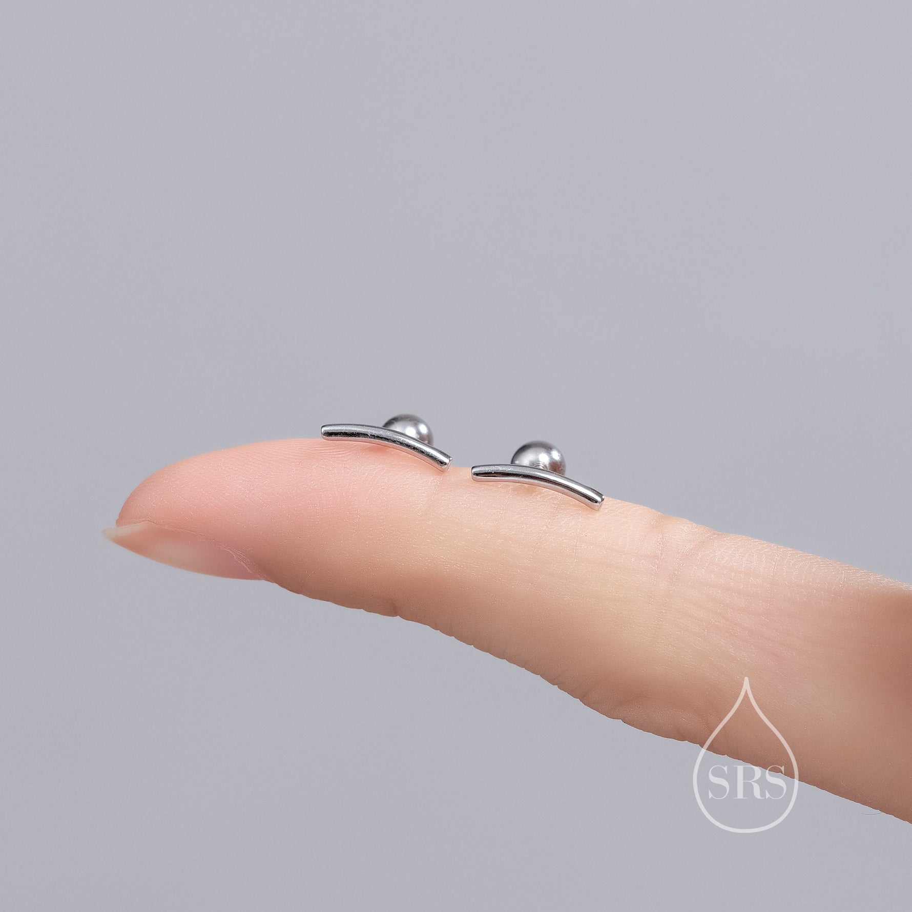 Sterling Silver Curved Bar Screw Back Earrings, Silver, Rose gold and Gold, Delicate and Dainty Geometric Jewellery