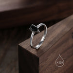 Black Onyx Prong Set Pear Cut Droplet Gemstone Ring