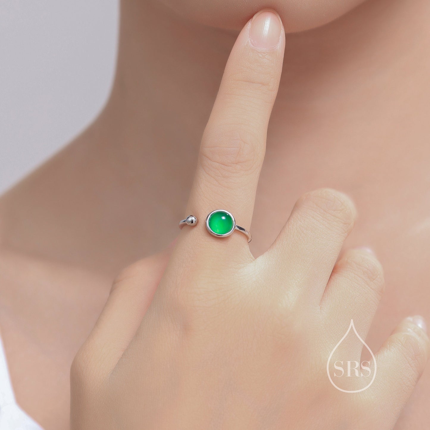 Natural Red Carnelian Open Ring in Sterling Silver, 6mm Red Onyx Stone, Bezel Set, Adjustable Size, Red Chalcedony Ring