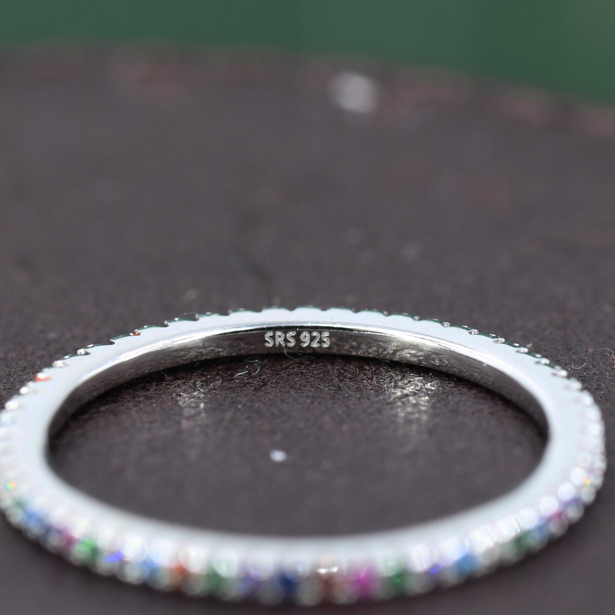 Skinny Rainbow CZ Pavé Eternity Ring