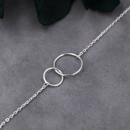 Sterling Silver Double Circle Bracelet, Silver Linked Circle Bracelet, Interlinking Circle Bracelet, Open Circle Bracelet, Sisters Bracelet