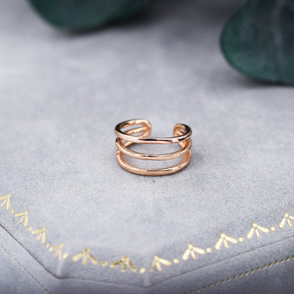 Minimalist Sterling Silver Ear Cuff, No Piercing Ear Cuff, Piercing Free Triple Bar Ear Cuff, Three Bar Cuff,Simple and Minimalist