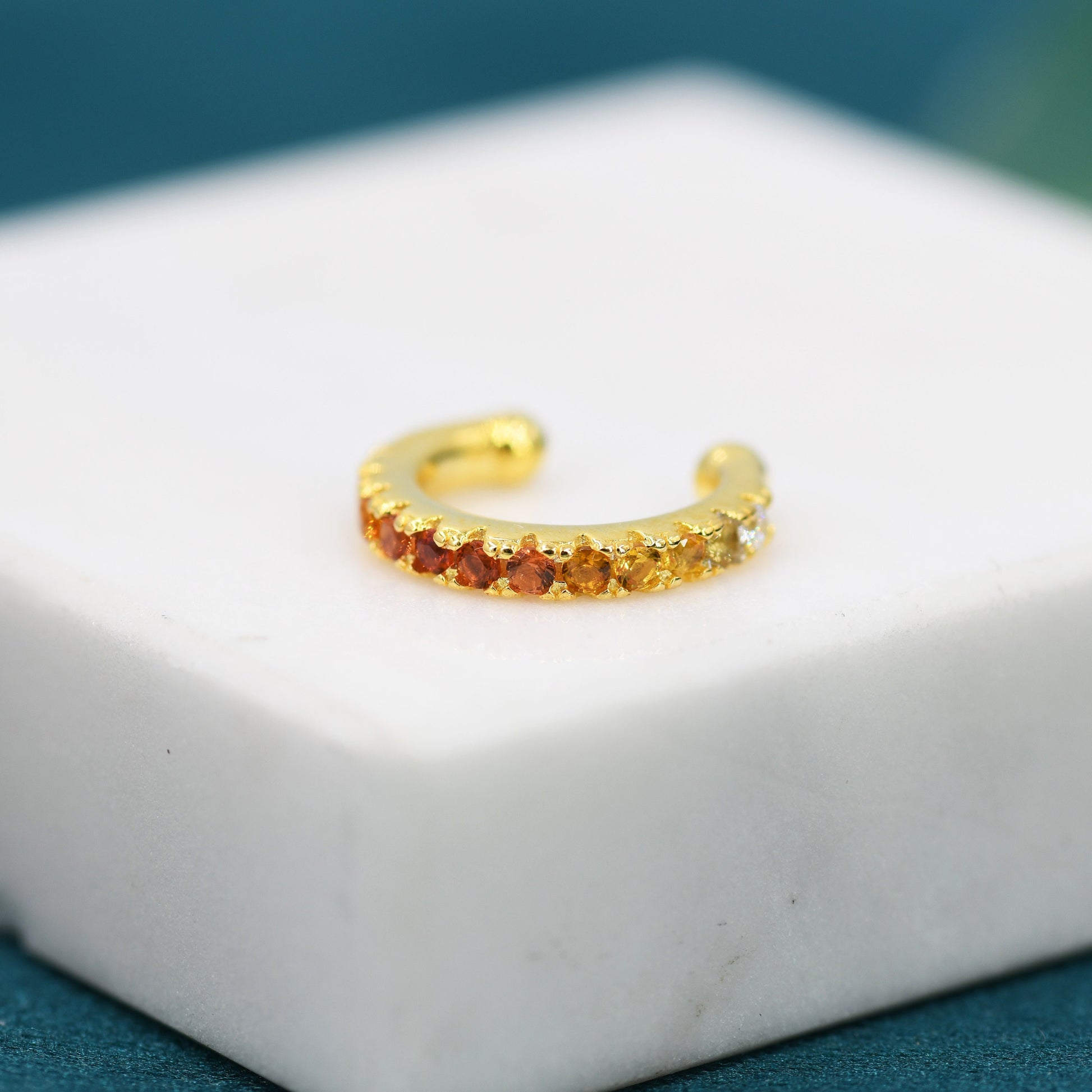 Gradient Colour Ear Cuff in Sterling Silver, Ombre Ear Cuff, Simple Piercing Free Earrings, Minimalist Ear Cuff,