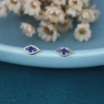 Tiny Evil Eye Stud Earrings in Sterling Silver, Eye Earrings, Stacking Earrings, Silver or Gold Finish