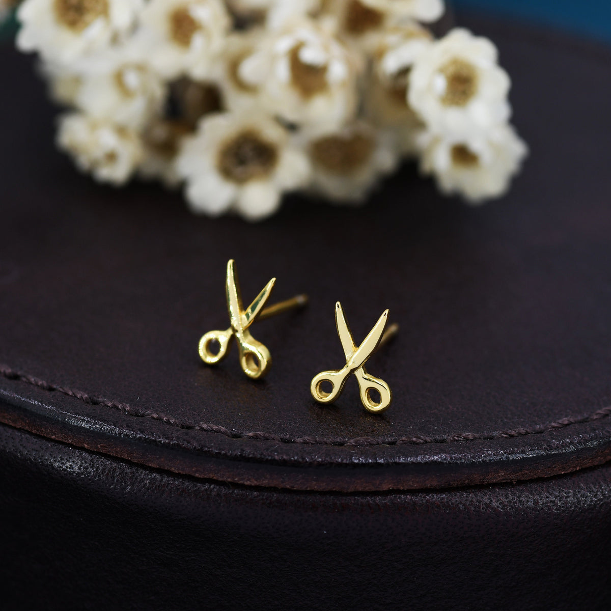 Scissors Stud Earrings in Sterling Silver, Silver or Gold, Scissor Earrings