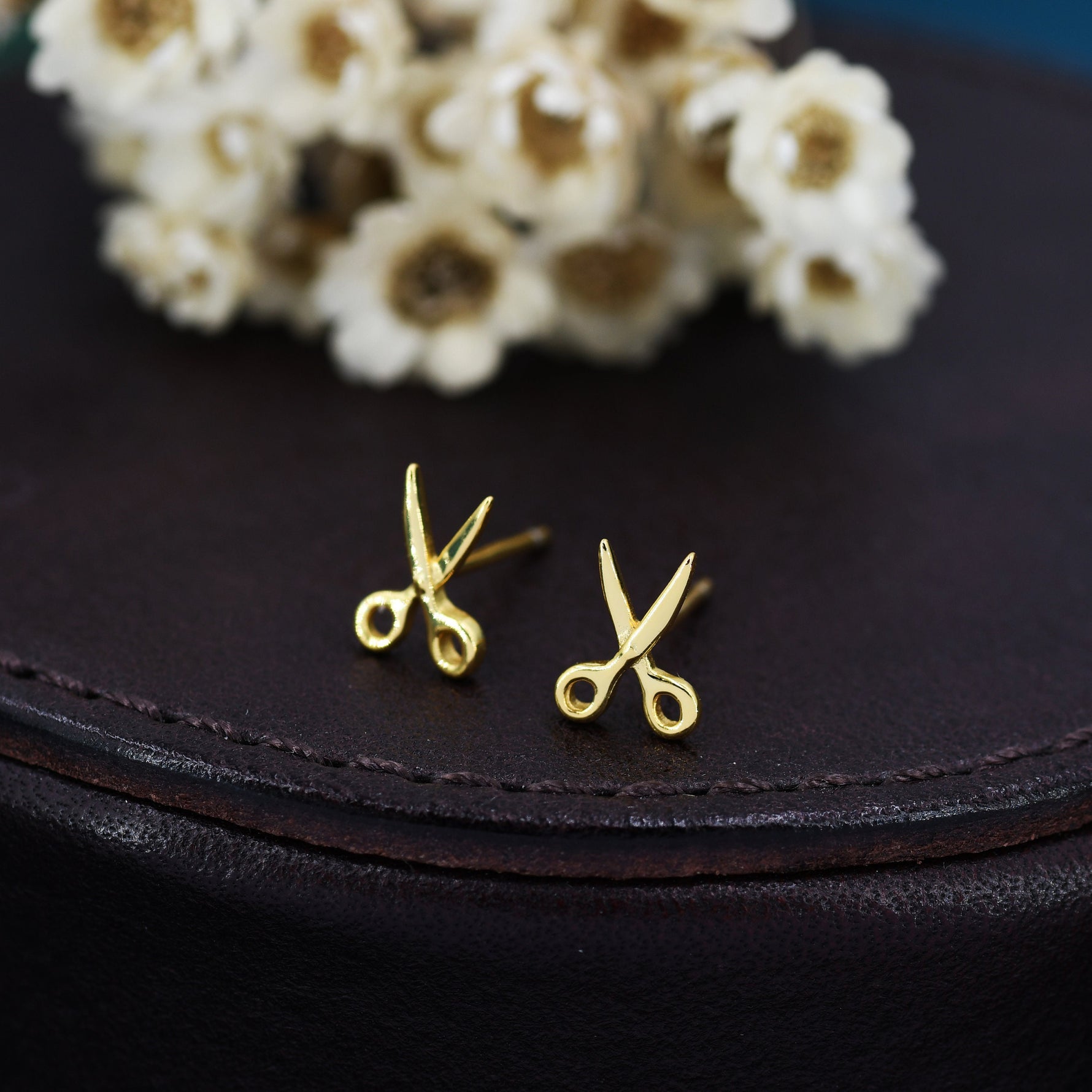 Scissors Stud Earrings in Sterling Silver, Silver or Gold, Scissor Earrings