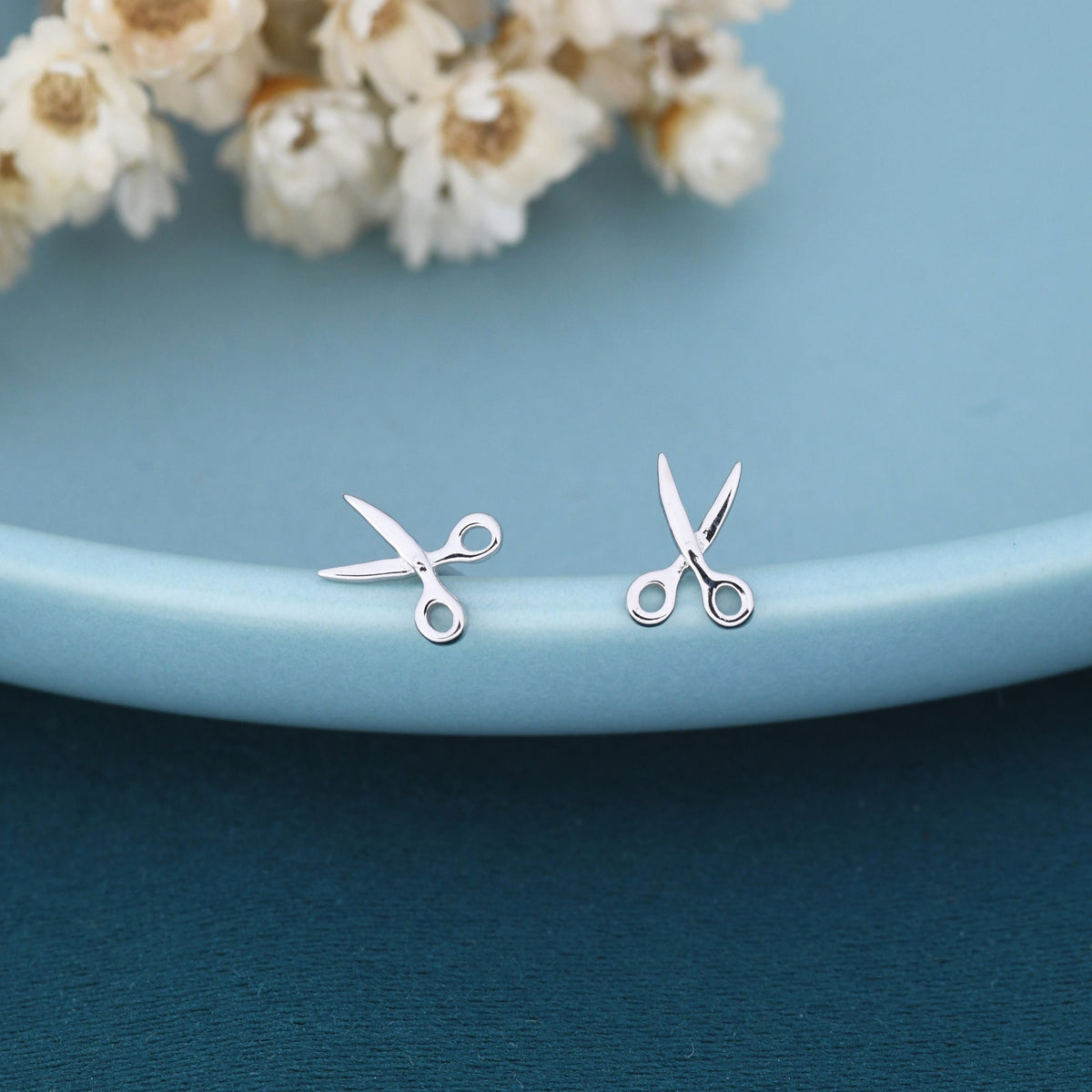 Scissors Stud Earrings in Sterling Silver, Silver or Gold, Scissor Earrings