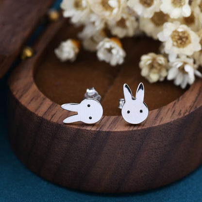 Cute Bunny Earrings in Sterling Silver, Rabbit Stud Earrings, Rabbit Head Earrings, Animal Earrings