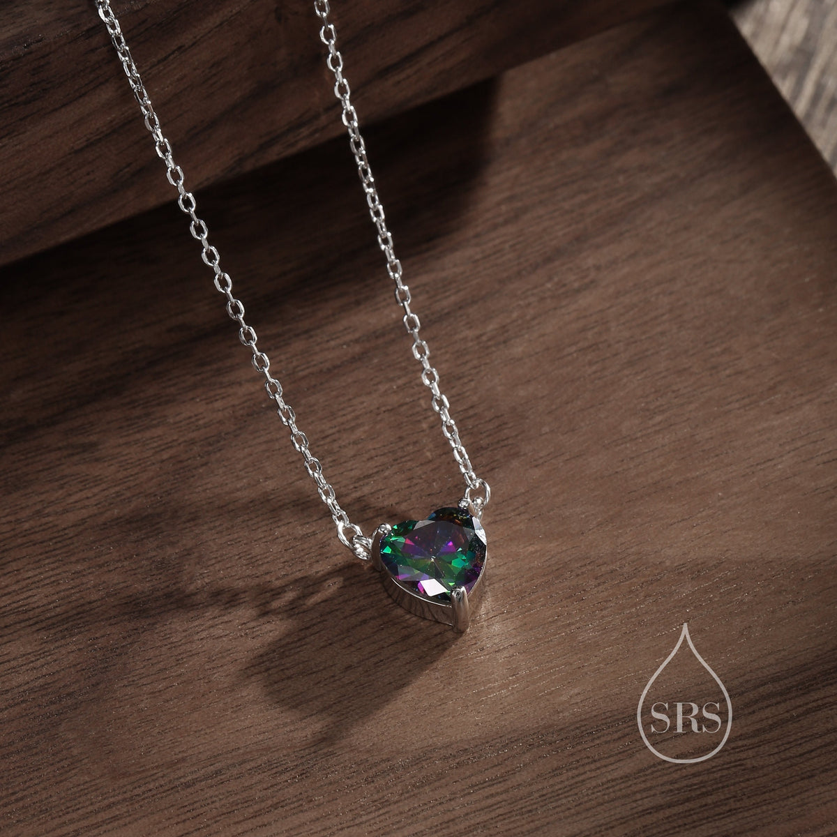 Mystic CZ Heart Charm Necklace
