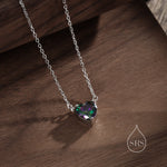 Mystic CZ Heart Charm Necklace