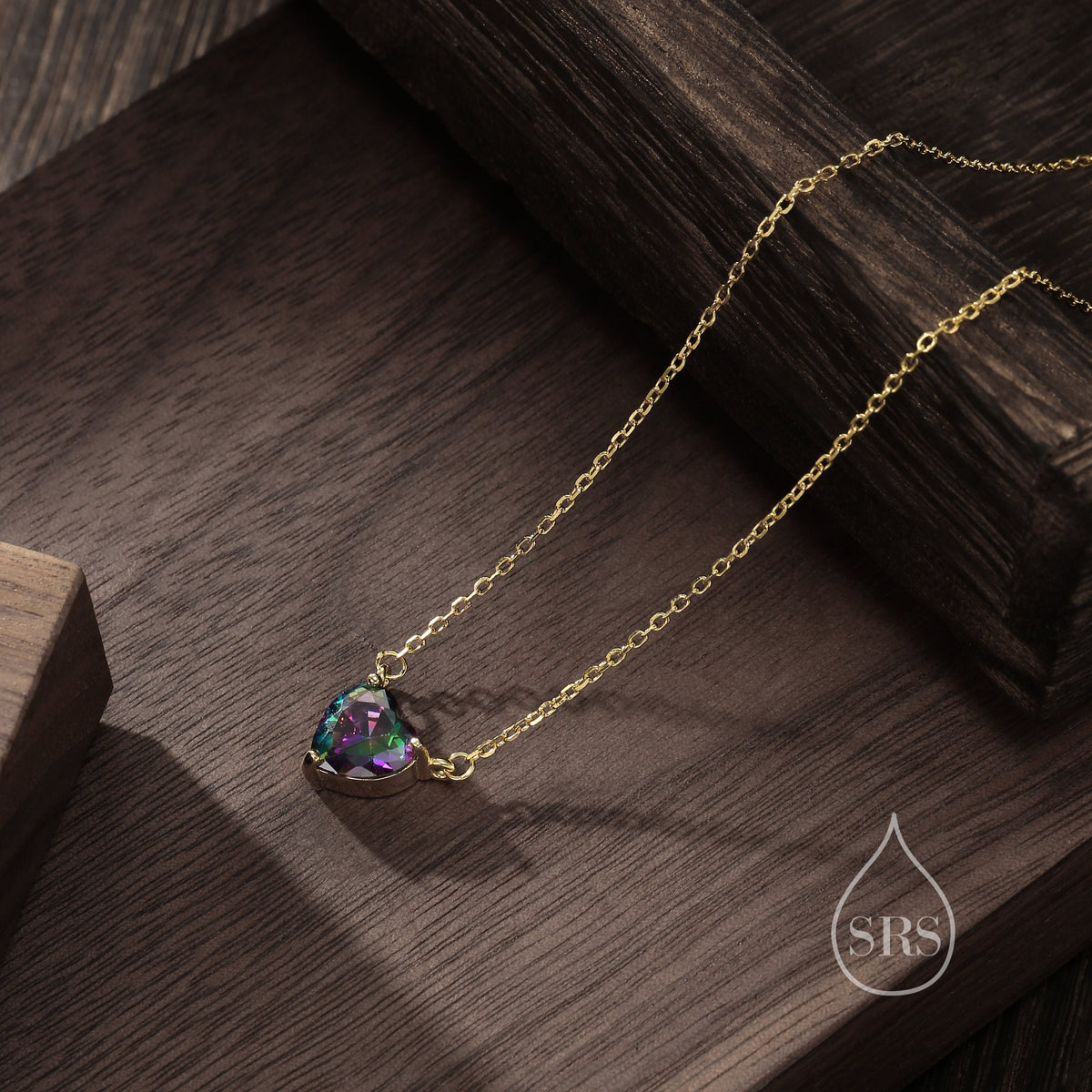 Mystic CZ Heart Charm Necklace