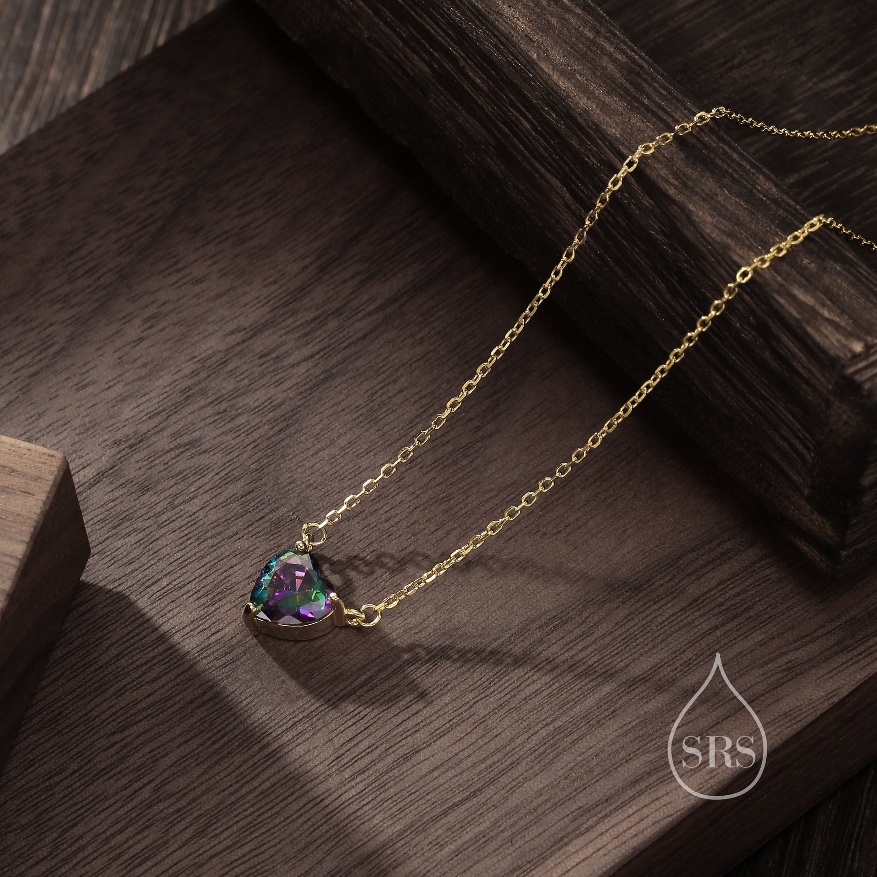 Mystic CZ Heart Charm Necklace