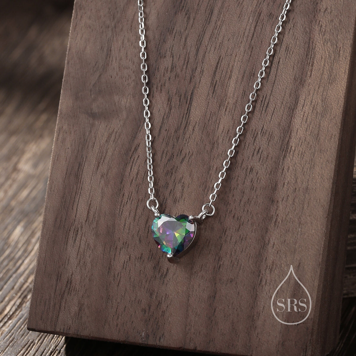 Mystic CZ Heart Charm Necklace