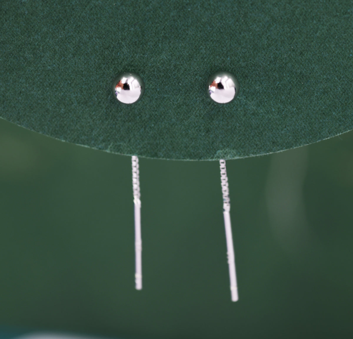 Minimalist Ball Threaders Earrings in Sterling Silver, Ball Ear Threaders with Very Short Chain