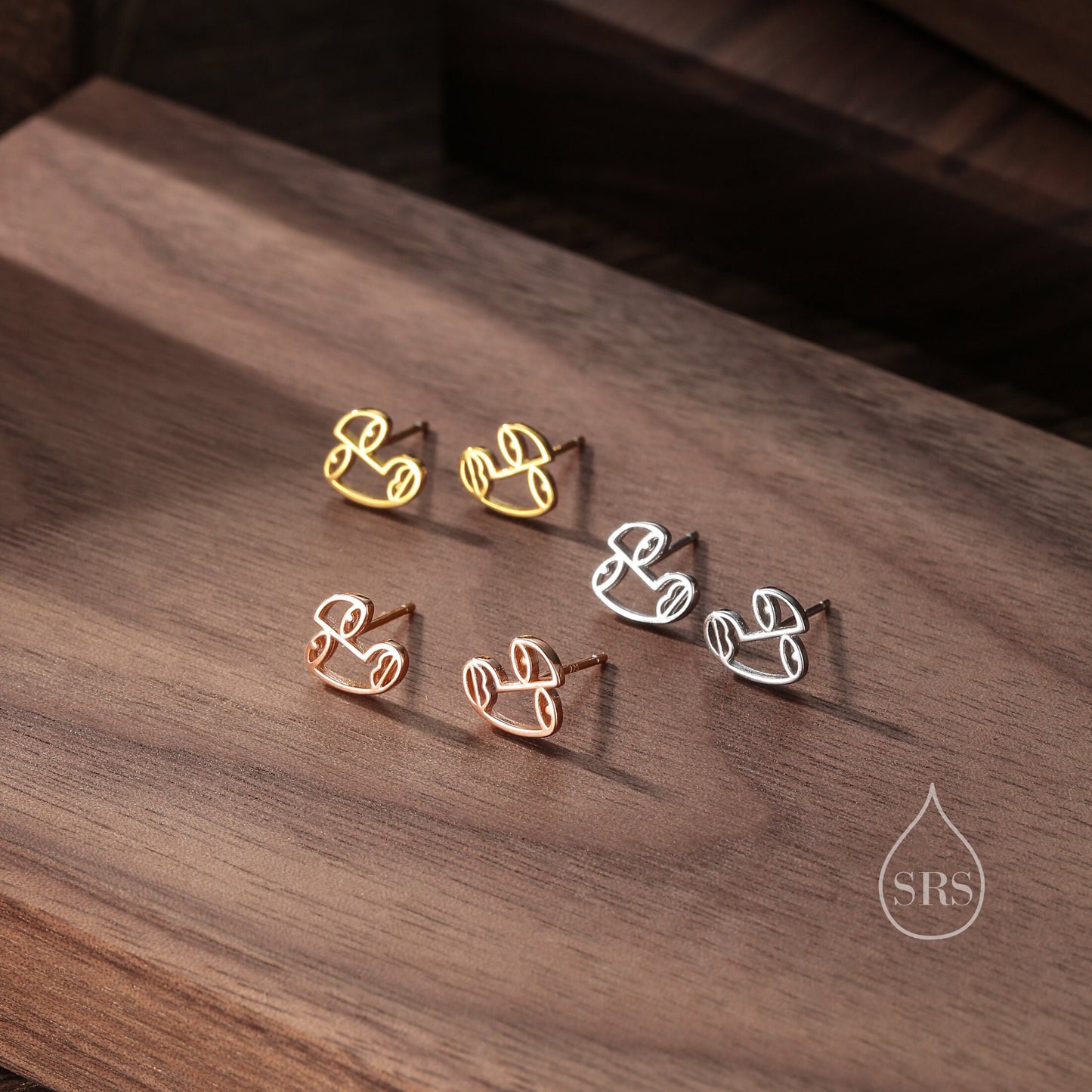 Art Inspired Asymmetric Face Stud Earrings in Sterling Silver, Silver, Gold or Rose Gold, Face Earrings