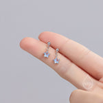 Tiny Moonstone Star Dangle Stud Earrings in Sterling Silver, Silver or Gold, Aurora Star Earrings, Sunburst Earrings, Celestial