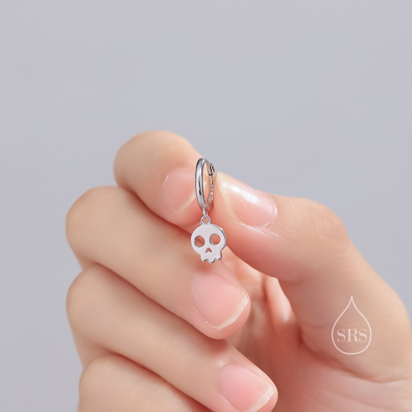 Cute Skull Huggie Hoop Earrings in Sterling Silver, Silver, Gold or Rose Gold,  Silver Skull Hoops Earrings, Skull Earrings