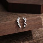 Clear CZ Cluster Crawler Earrings in Sterling Silver, Silver or Gold, CZ Marquise Ear Crawlers, CZ Cluster Earrings