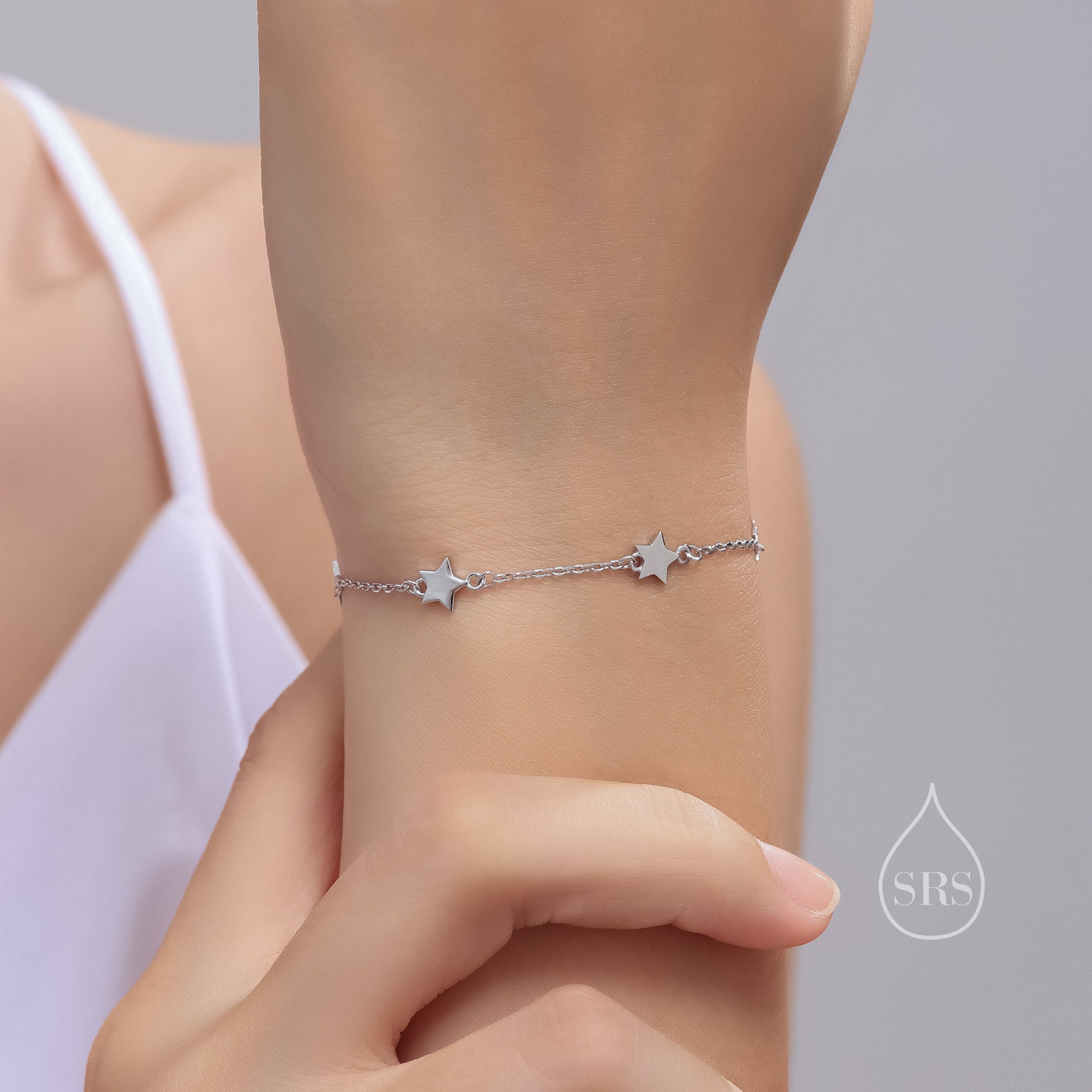 Three Star Motif Bracelet in Sterling Silver, North Star Bracelet, Sunburst Star Bracelet, Star Motif