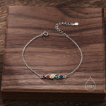 Rainbow Pear Cut CZ Cluster Charm Bracelet