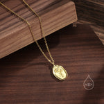 Daffodil Flower Oval Pendant Necklace in Sterling Silver, Silver or Gold, March Birth Flower, Nature Inspired Flower Disk Necklace