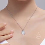 Daffodil Flower Oval Pendant Necklace in Sterling Silver, Silver or Gold, March Birth Flower, Nature Inspired Flower Disk Necklace