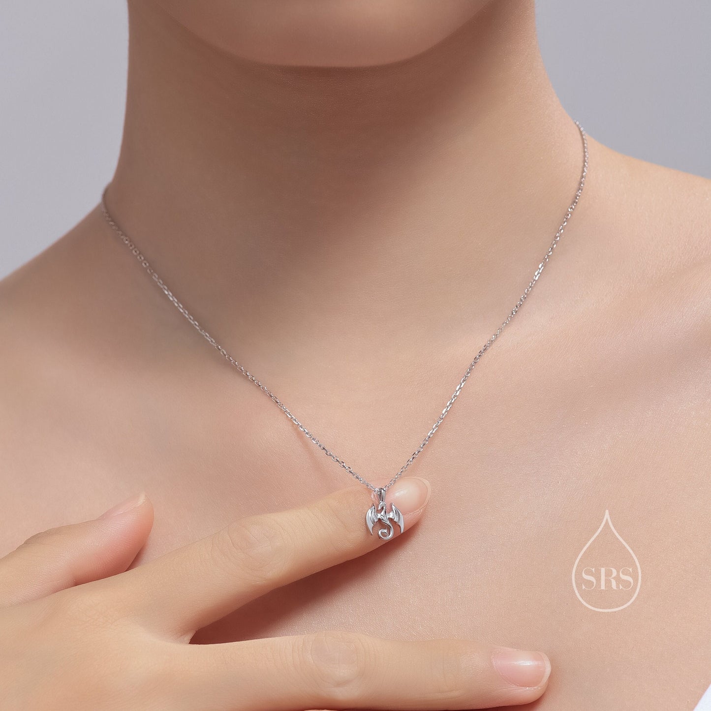 Tiny Dragon Pendant Necklace in Sterling Silver, Dragon Necklace, Small Dragon Pendant, Silver or Gold