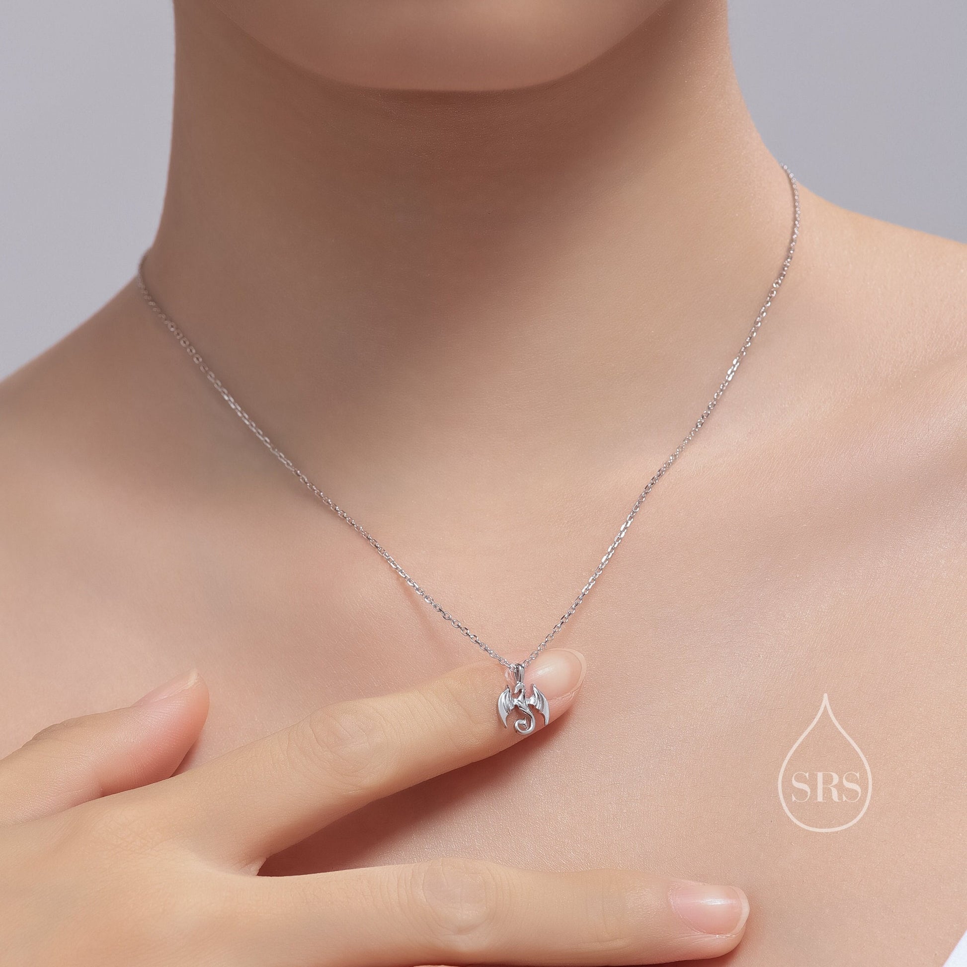 Tiny Dragon Pendant Necklace in Sterling Silver, Dragon Necklace, Small Dragon Pendant, Silver or Gold