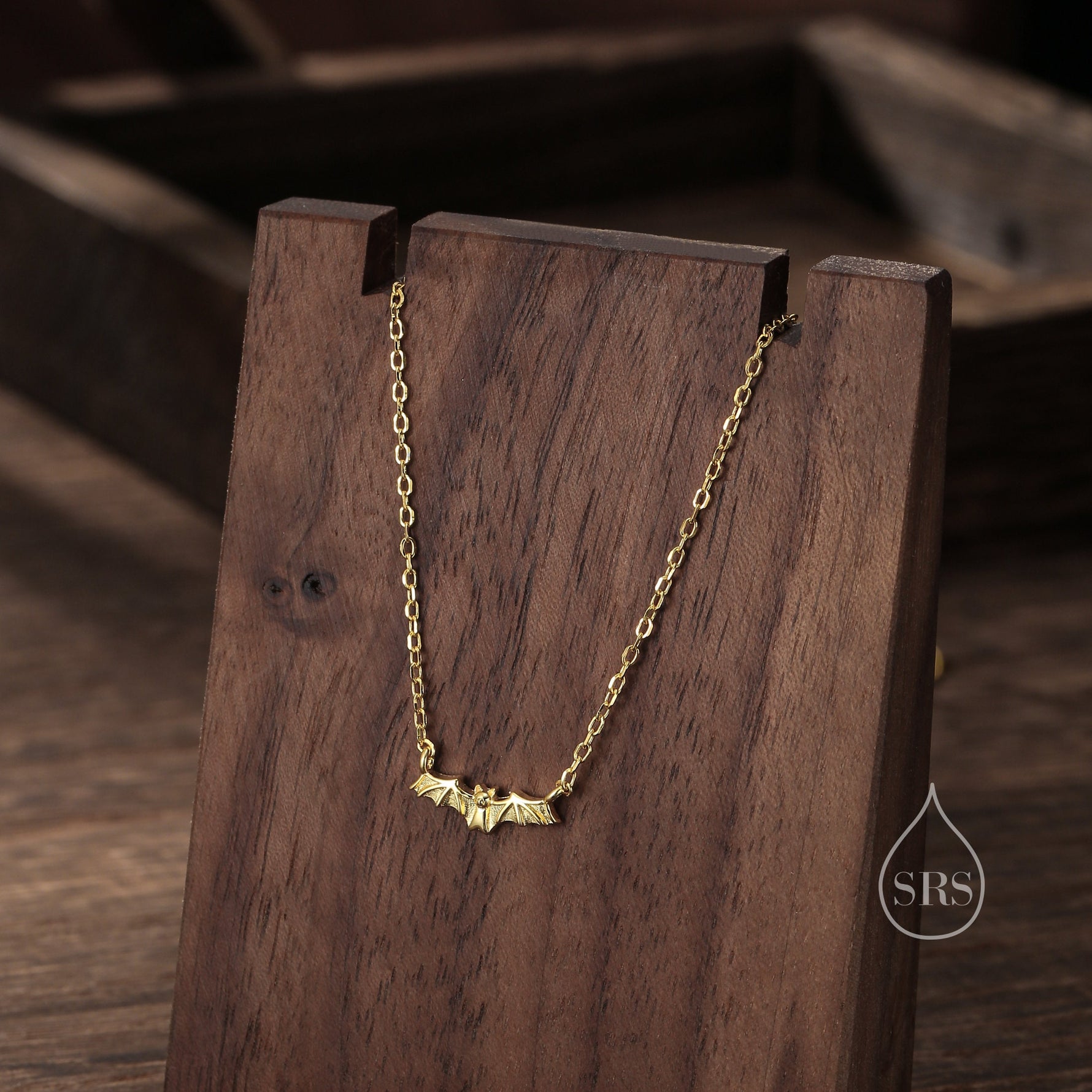 Extra Tiny Bat Pendant Necklace in Sterling Silver, Bat Necklace, Small Bat Pendant, Silver or Gold