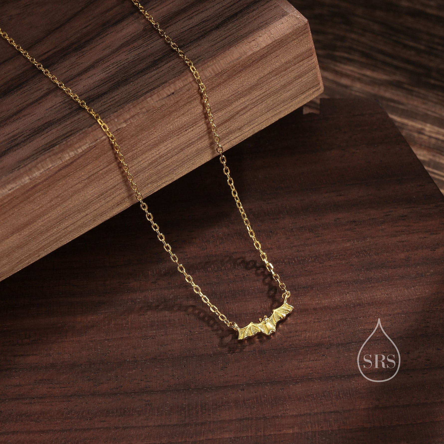 Extra Tiny Bat Pendant Necklace in Sterling Silver, Bat Necklace, Small Bat Pendant, Silver or Gold