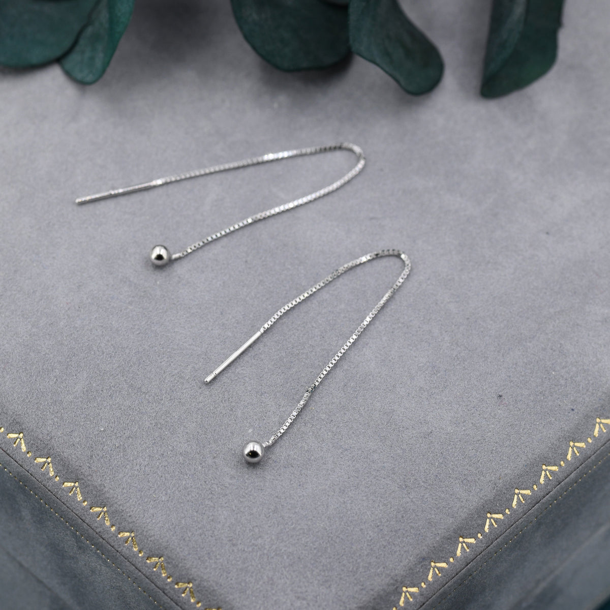 Minimalist Ball Threaders Earrings in Sterling Silver, 8cm Ball Ear Threaders, Silver, Gold or Rose Gold