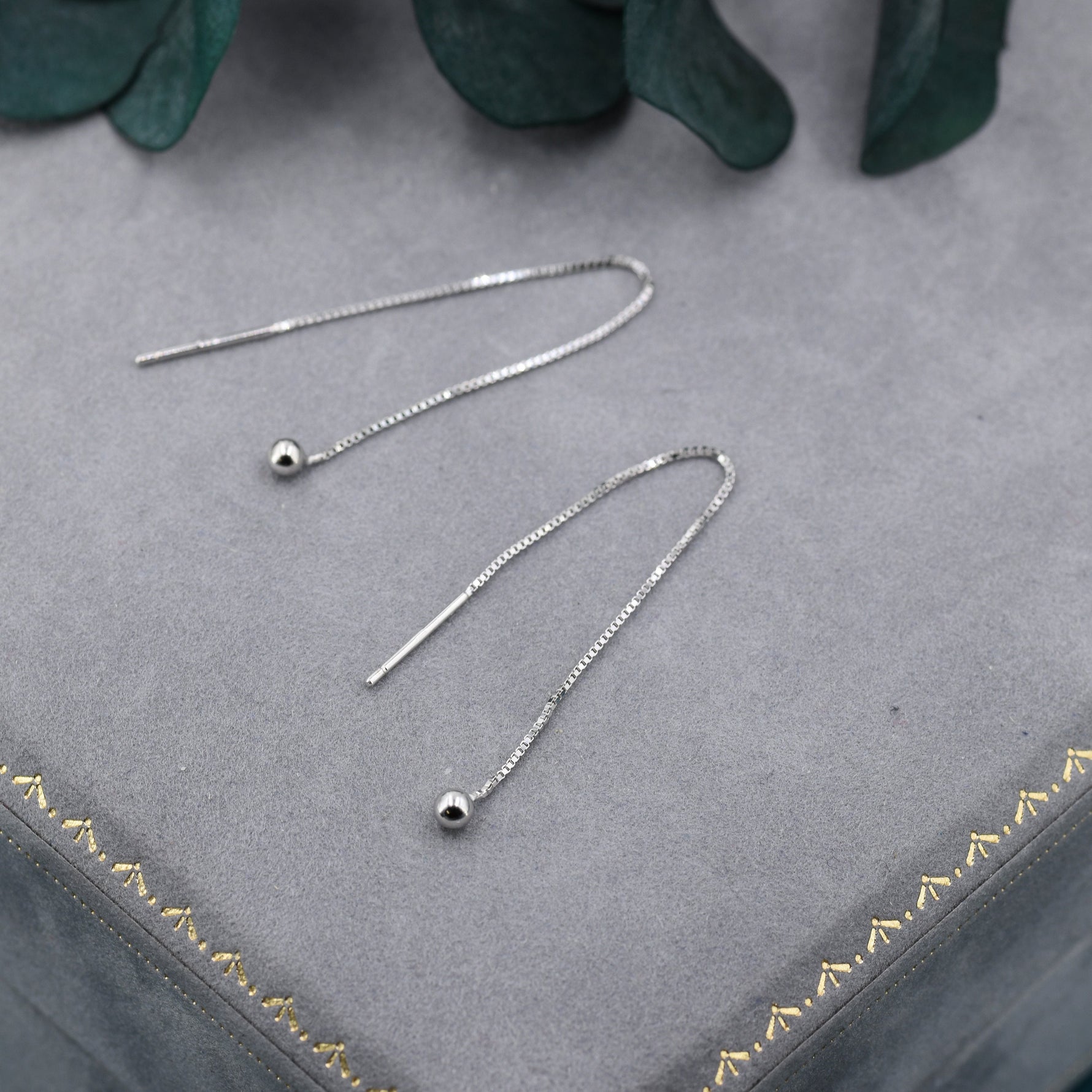 Minimalist Ball Threaders Earrings in Sterling Silver, 8cm Ball Ear Threaders, Silver, Gold or Rose Gold