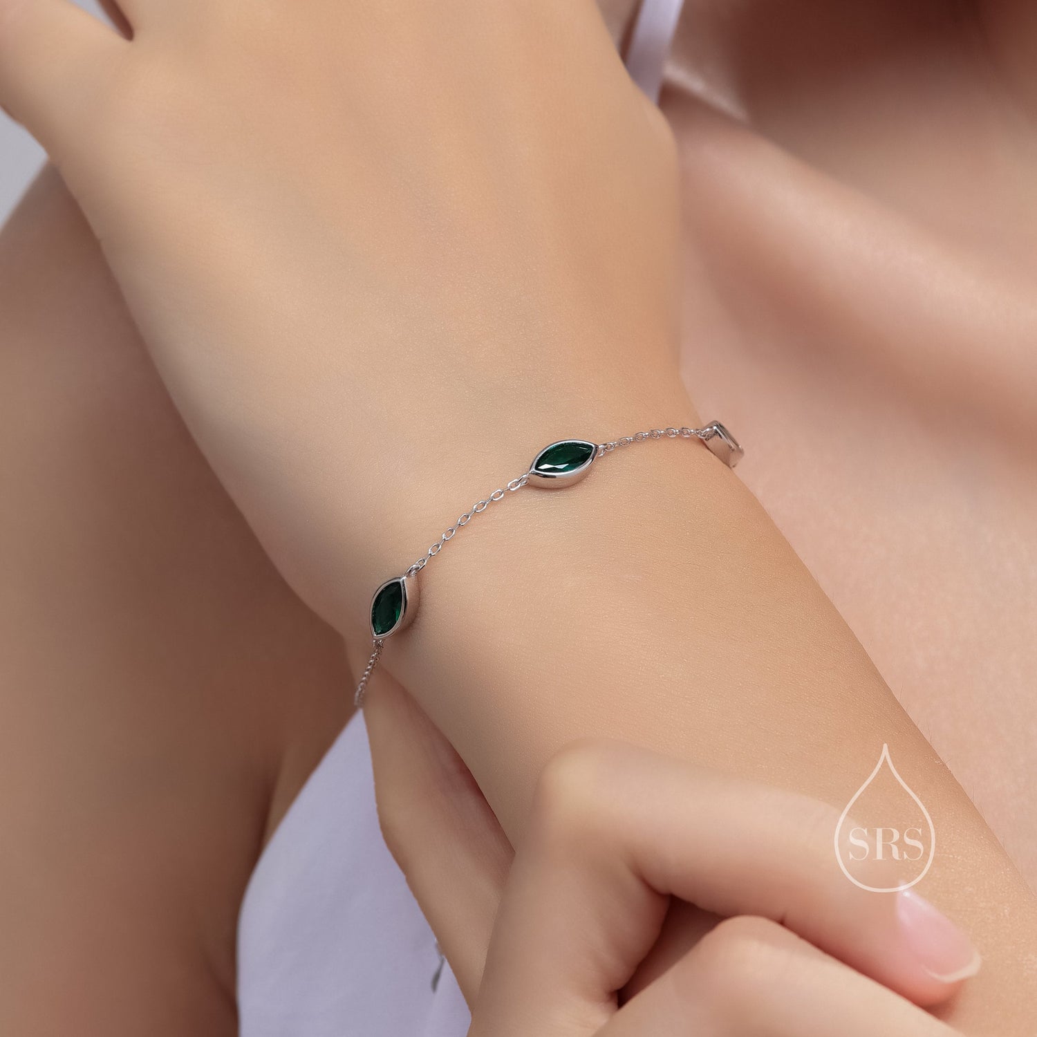 Clear CZ Marquise Station Bracelet