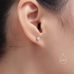 CZ 16G Internally Threaded Flat Back Earrings in Sterling Silver