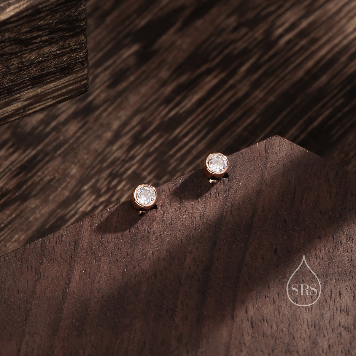 Small Pair of CZ Crystal Screw Back Earrings in Sterling Silver, Rose Gold, and Silver, ball Back Earrings - helix ,cartilage, conch, tragus